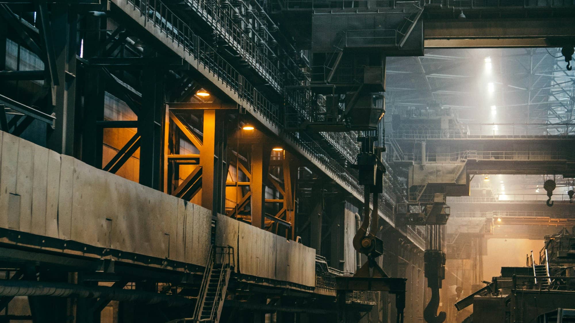 The interior of a large industrial plant