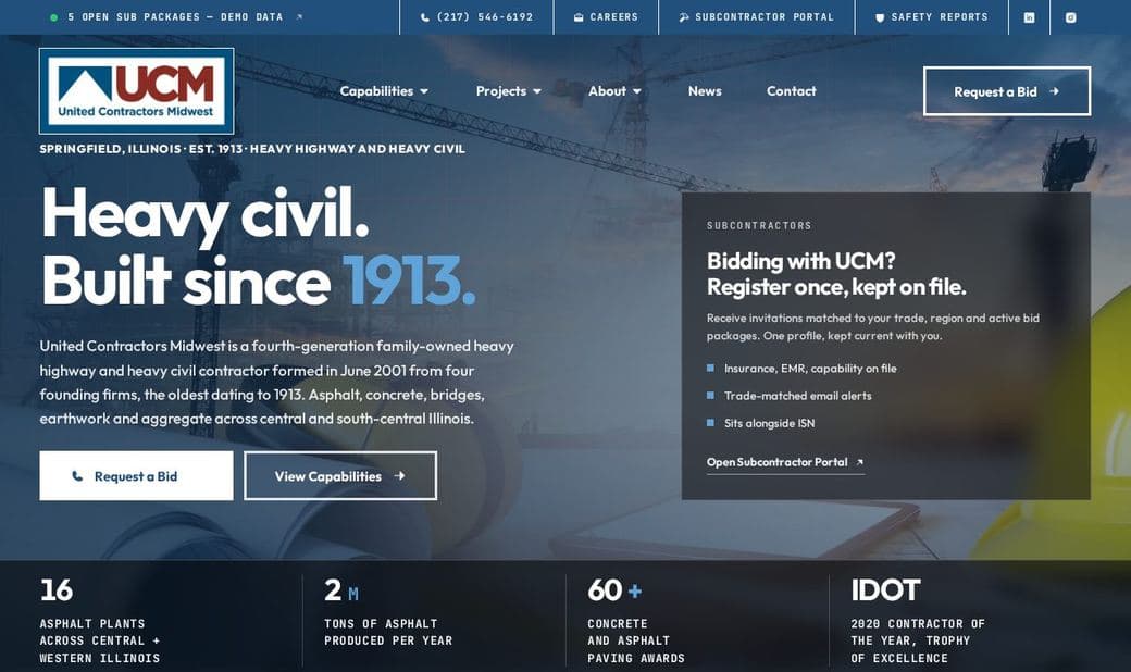 United Contractors Midwest website