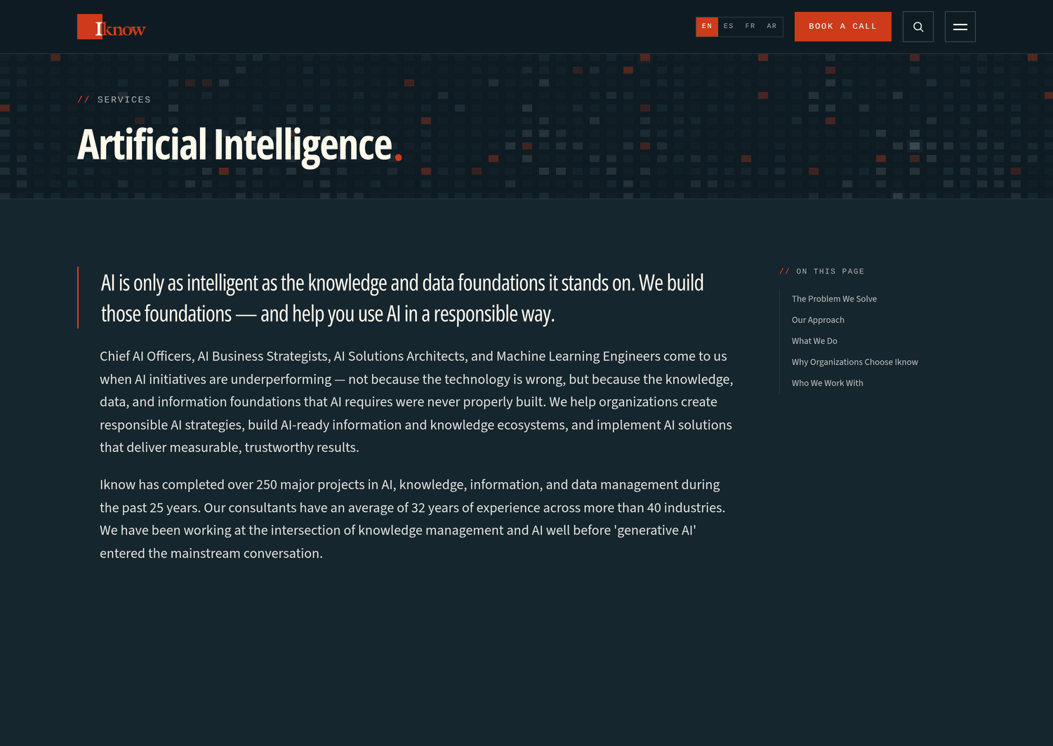 Iknow artificial intelligence service page